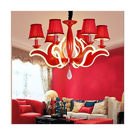 Creative Garden Living Room Lights Red Acrylic Chandelier