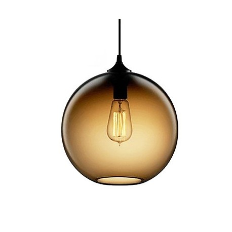 60W Modern Glass Pendant Light in Round Brown Bubble Design