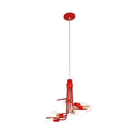 North American-Style Characteristic 6 Light Pendant In Red