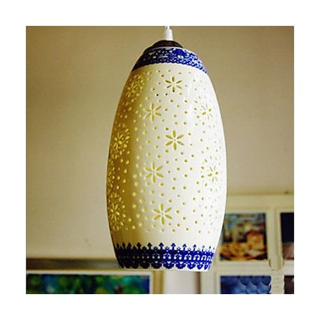 Retro Ceramic lamp lamp Entrance Stairs Blue Single Head Chandelier Creative E