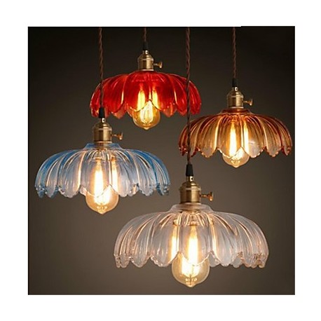 The copper cap Retro Old Shanghai flower glass chandelier