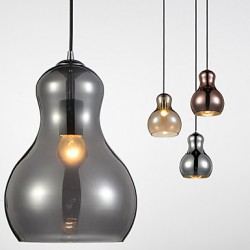 Gourd-shaped/Pendant Lamp/1 Light/Modern Simplicity/Golden/Chrome/Rose Gold/Amber/Smoky Gray/Glass &Carbon Steel