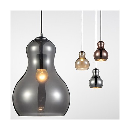 Gourd-shaped/Pendant Lamp/1 Light/Modern Simplicity/Golden/Chrome/Rose Gold/Amber/Smoky Gray/Glass &Carbon Steel