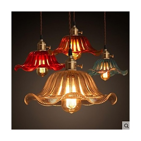 The copper cap Retro Old Shanghai flower glass chandelier