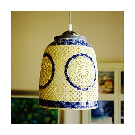 Retro Ceramic lamp lamp Entrance Stairs Blue Single Head Chandelier Creative V