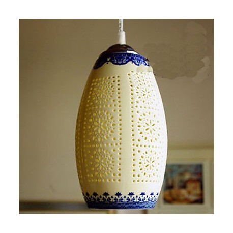 Retro Ceramic lamp lamp Entrance Stairs Blue Single Head Chandelier Creative F