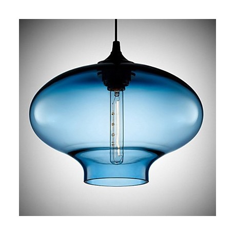 1- Light Modern Glass White and Blue Transparent Pendant Light