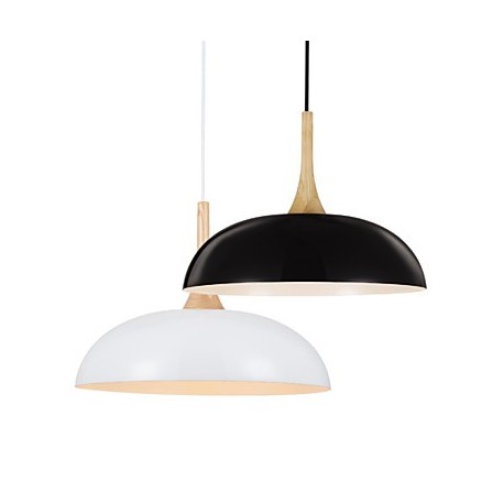 Mini Artistic Pendant Lamp/1 Light/Modern Simplicity/Black/White/Finish Aluminum & Wooden Droplight