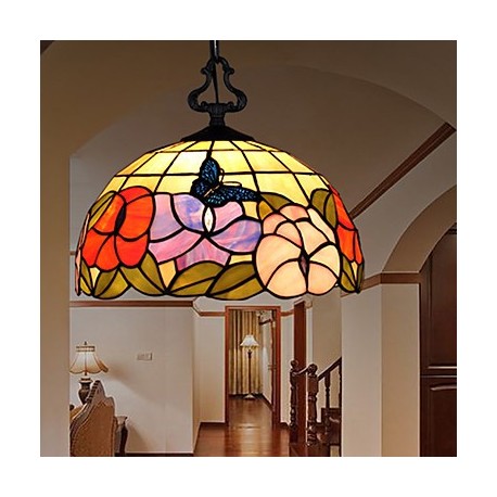 E27 220V 30*28CM 5-10㎡European Rural Creative Arts Stained Glass Chandelier Restoring Ancient Ways Lamp Led Light