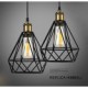 Industrial Wire CAGE PENDANT LIGHT Cafe Loft Warehouse Lighting Black Cord E27/E26