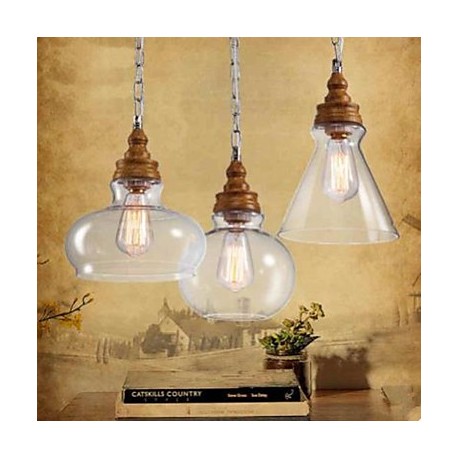 Wood Grain Crystal Droplight Cafe Restaurant Bar Lighting Lamps And Lanterns