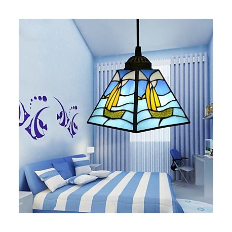 22*16*12CM Stained Glass Contemporary And Contracted Mediterranean Single-Head Sailing Line Droplight Lamp LED