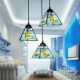 22*16*12CM Stained Glass Contemporary And Contracted Mediterranean Single-Head Sailing Line Droplight Lamp LED