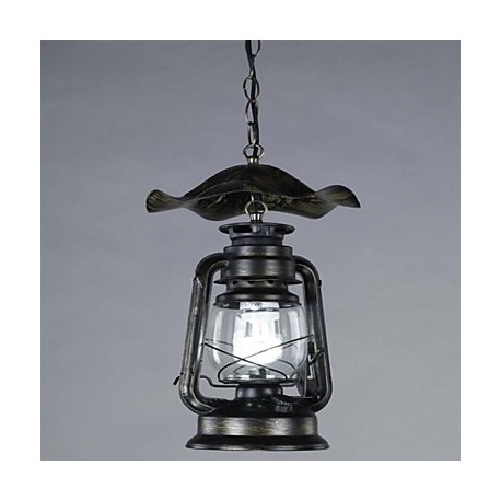 Vintage Brass Lantern Pendant Light with 1 Light