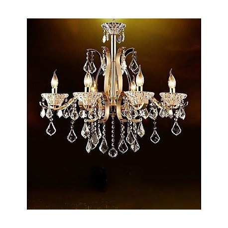 High-Grade Gold Wrought Iron Crystal Chandelier 8 Lights