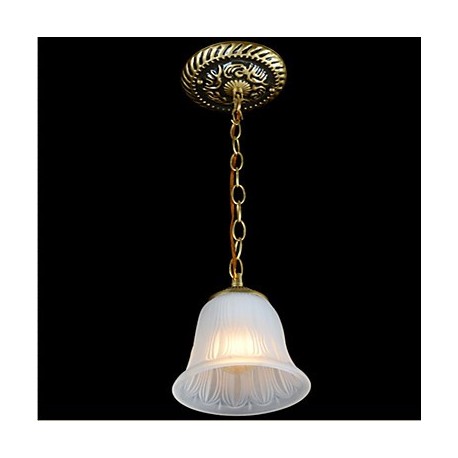 Bronze Pendant Lights Pattern-Glass-Shade European Retro Classic 220V