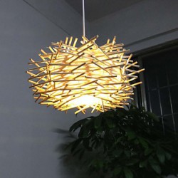 Contemporary and contracted droplight 1 light wooden hand-woven