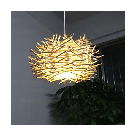 Contemporary and contracted droplight 1 light wooden hand-woven