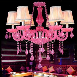 Coffee Room lamp Project Light Candle Crystal Hanging Lamp Pink A