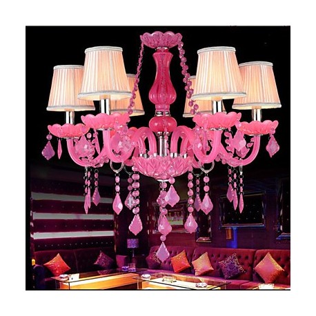 Coffee Room lamp Project Light Candle Crystal Hanging Lamp Pink A