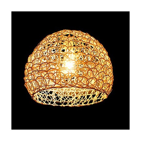 25*18CM Modern Rural Cany Art Woven Rattan Restaurant Single Head Droplight Lamp LED