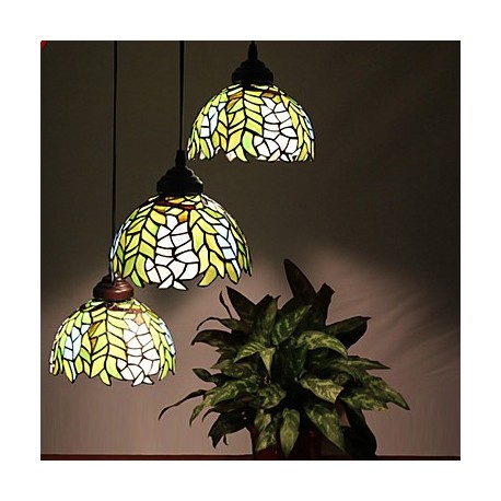 E27 220V 20*20CM 5-10㎡European Rural Creative Arts Stained Glass Chandelier Restoring Ancient Ways Lamp Led Light