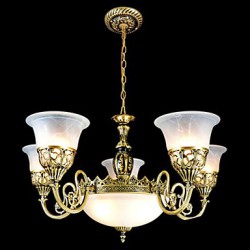 Bronze Chandeliers Seven-Lights Moire-Glass European Retro Classic 220V