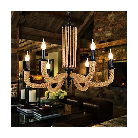 Retro Rope Chandelier Personality Iron lamp