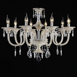 8-Light The style of palace Glass Chandelier With Candle Bulb