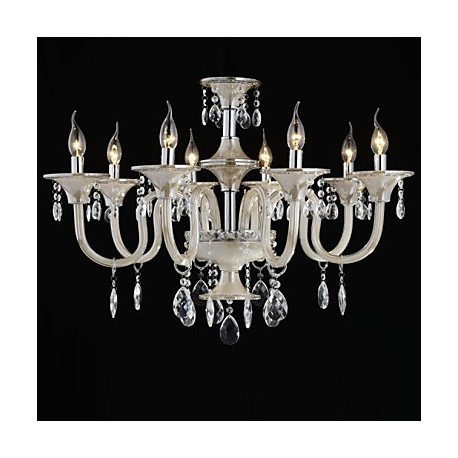 8-Light The style of palace Glass Chandelier With Candle Bulb