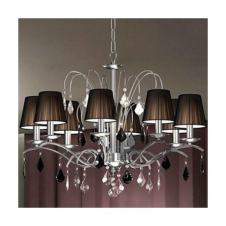 Cloth Lamp Shade Crystal Chandelier 8 Lights