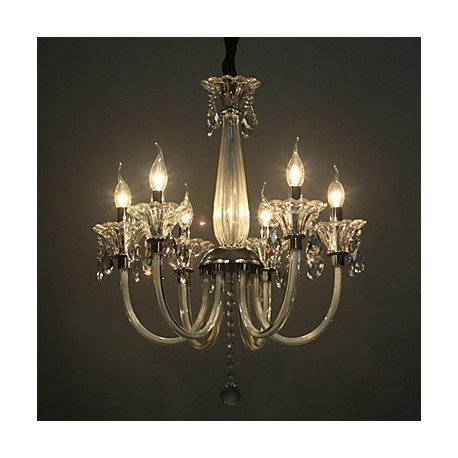 American-Style Lodge 6 Light Chandelier With Glass Shade