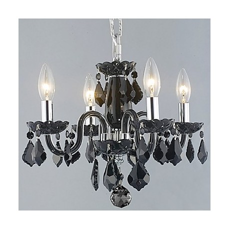 Candle Featured Crystal Chandeliers with 4 Lights in Black