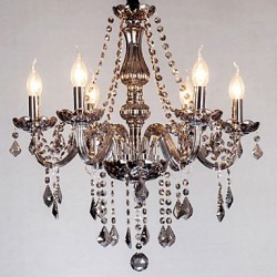 6 Lights,European Crystal Chandelier In Grey Color,Glass & Crystal