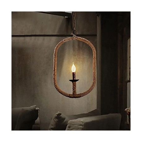 Retro 1 Lamp Hemp Rope Chandelier Retro Country Style