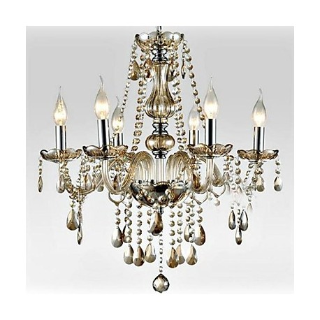 6-light The style of palace Glass Chandelier With Candle Bulb