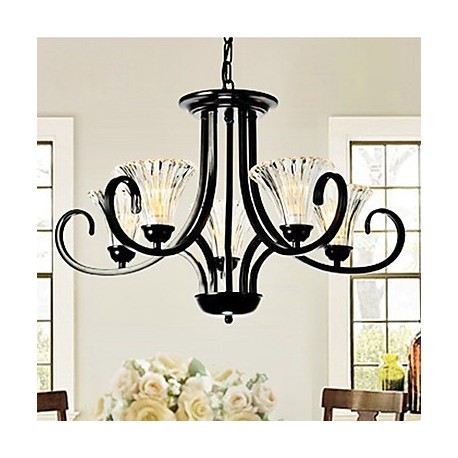 European-Style Vintage 5 Light Chandelier With Horned Arm