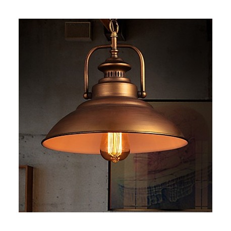 Retro Pendant Light with Metal Umbrella Shade in Old Factory Style