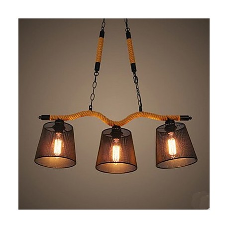 Retro Creative Personality Coffee Hall Three Pastoral Restaurant Bar head Rope Chandelier