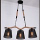 Retro Creative Personality Coffee Hall Three Pastoral Restaurant Bar head Rope Chandelier