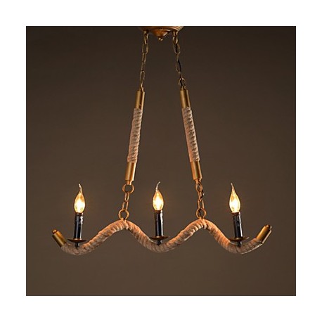 Candle Hemp Chandeliers Vintage Pendant Wrought Iron Bar Restaurant Wave Hemp Rope Chandelier