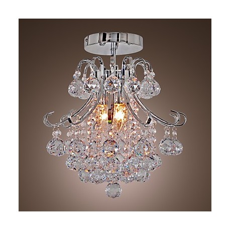 Max 40W Modern/Contemporary Crystal / Mini Style Electroplated Metal Chandeliers / Flush Mount Living Room / Dining Room / Entry