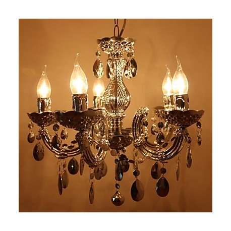 Modern Silver Acrylic Crystal Style Chandelier With 5 Lights