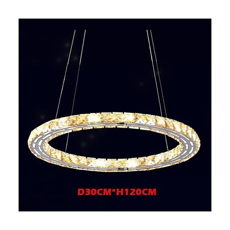 LED Crystal Pendant Lights Lighting Lamps Modern Fixtures Amber K9 Crystal Round Single Ring 30CM