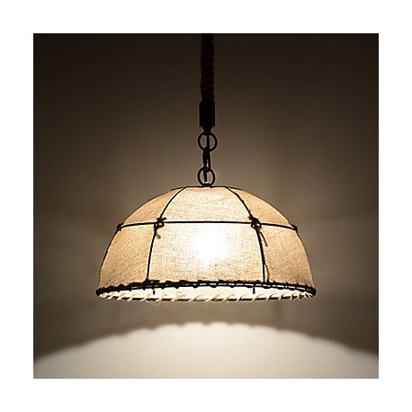 Half Round-shaped/1 Lights/Pendant Lamps/Vintage Style/Industry Style/Yellow/Cloth & Metals Drop Light