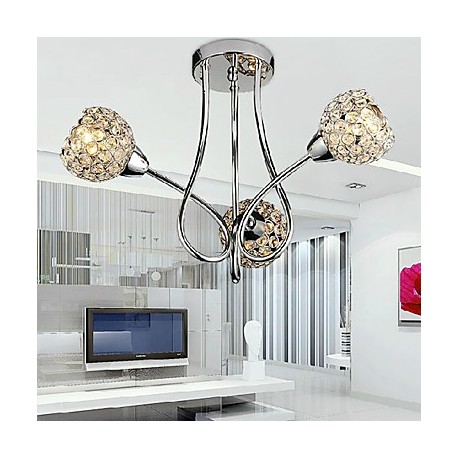 Modern Shining 3 Light Flush Mount In Crystal Design (220V-240V)