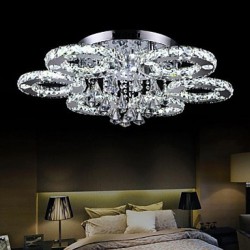 50 Watt Modern/Contemporary Crystal / LED Chrome Metal Flush Mount