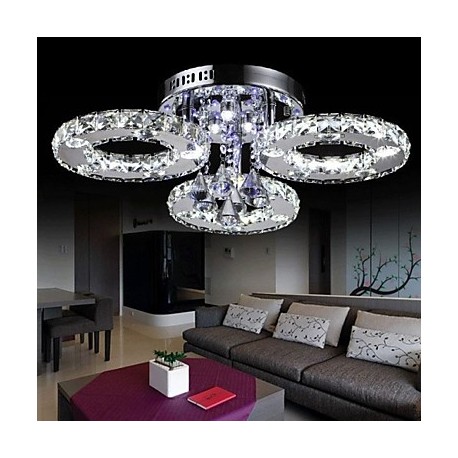 30 Watt Modern/Contemporary Crystal / LED Chrome Metal Flush Mount