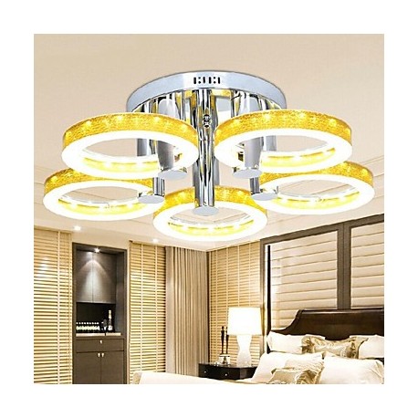 90W Simple LED Acrylic Chandelier with 5 lights (Chrome Finish)