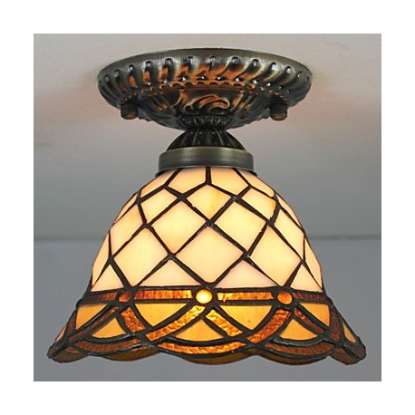 E27 220V 20*17CM 3-5銕uropean Rural Creative Arts Stained Glass Absorb Dome Lamp Led Light